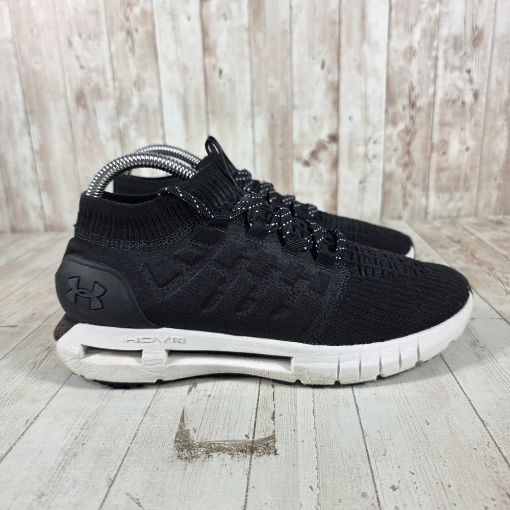 Under Armour HOVR Phantom Black White Knit Running Shoes 3000093-001 Womens 8.5